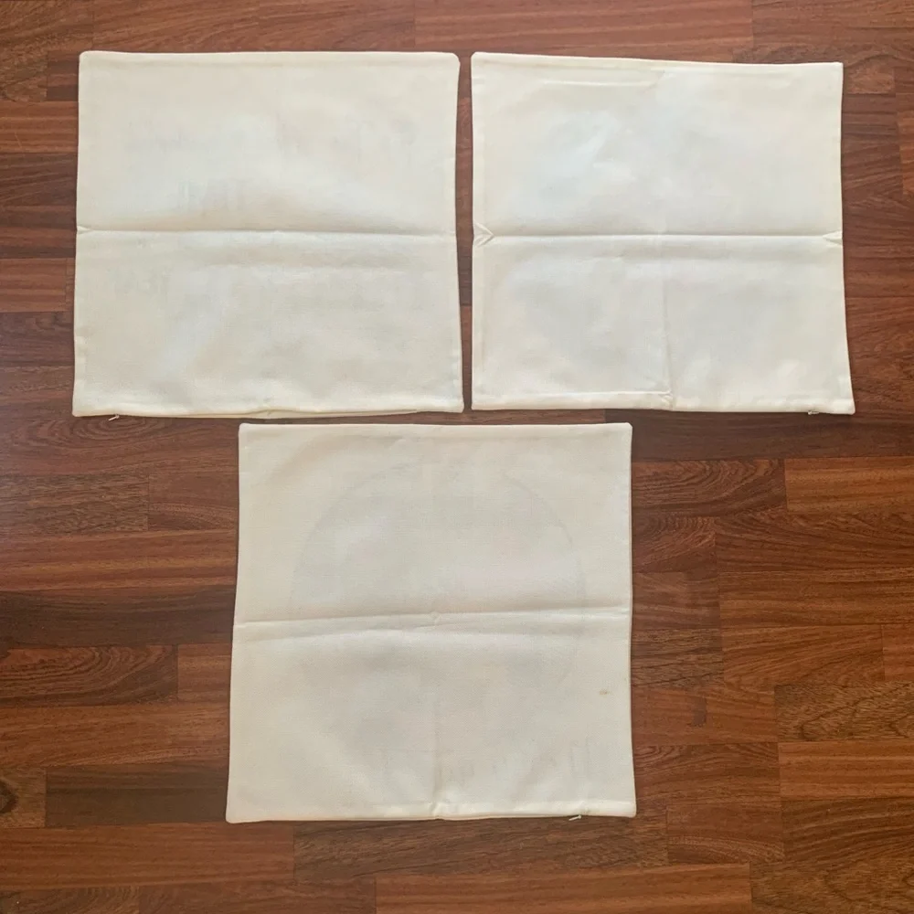 Set of 3 Square Holiday Decor Pillow Covers 17x17” Zip Closure Washable Plaid